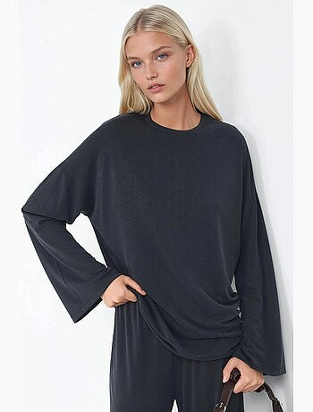 Blouse met lange mouwen, ronde hals en ontspannen pasvorm busem