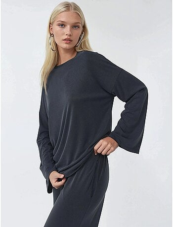 Blouse met lange mouwen, ronde hals en ontspannen pasvorm busem