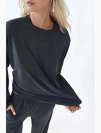 Blouse met lange mouwen, ronde hals en ontspannen pasvorm busem
