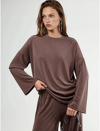 Blouse met lange mouwen, ronde hals en ontspannen pasvorm busem
