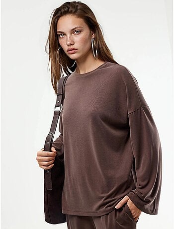 Blouse met lange mouwen, ronde hals en ontspannen pasvorm busem