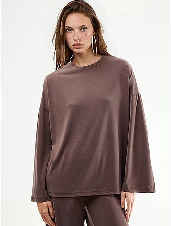 Blouse met lange mouwen, ronde hals en ontspannen pasvorm busem