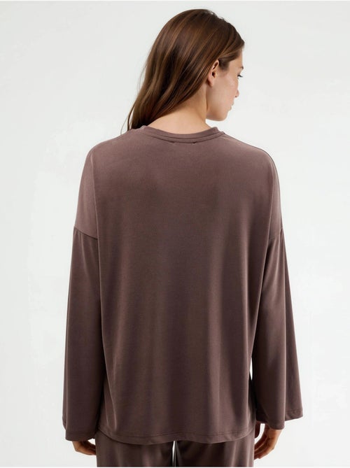 Blouse met lange mouwen, ronde hals en ontspannen pasvorm busem - Kiabi