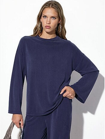 Blouse met lange mouwen, ronde hals en ontspannen pasvorm busem