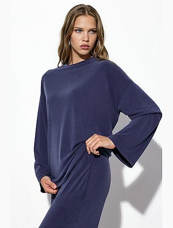 Blouse met lange mouwen, ronde hals en ontspannen pasvorm busem