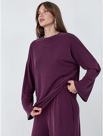 Blouse met lange mouwen, ronde hals en ontspannen pasvorm busem