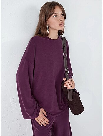 Blouse met lange mouwen, ronde hals en ontspannen pasvorm busem