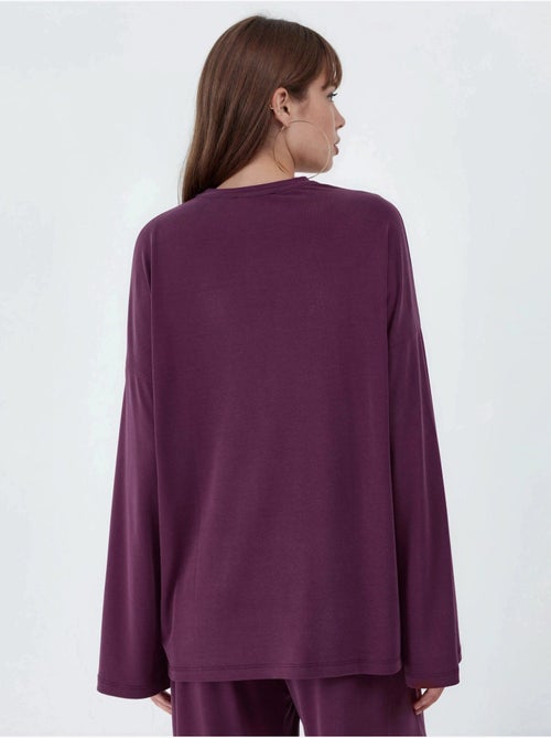 Blouse met lange mouwen, ronde hals en ontspannen pasvorm busem - Kiabi