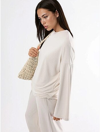 Blouse met lange mouwen, ronde hals en ontspannen pasvorm busem