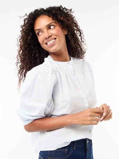 Blouse met mao-kraag en 3/4 mouwen - Kiabi