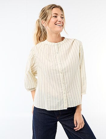 Blouse met mao-kraag en 3/4 mouwen