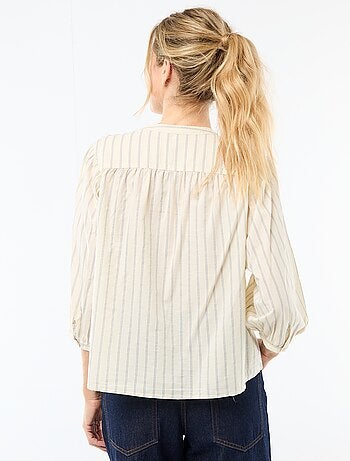 Blouse met mao-kraag en 3/4 mouwen