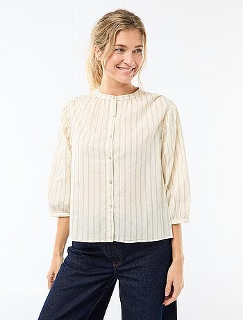 Blouse met mao-kraag en 3/4 mouwen