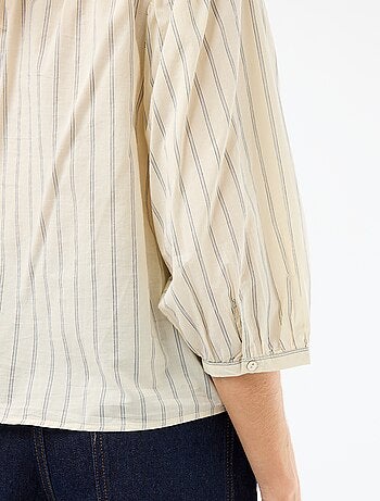 Blouse met mao-kraag en 3/4 mouwen