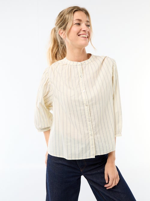Blouse met mao-kraag en 3/4 mouwen - Kiabi Blouse met mao-kraag en 3/4 mouwen - Kiabi
