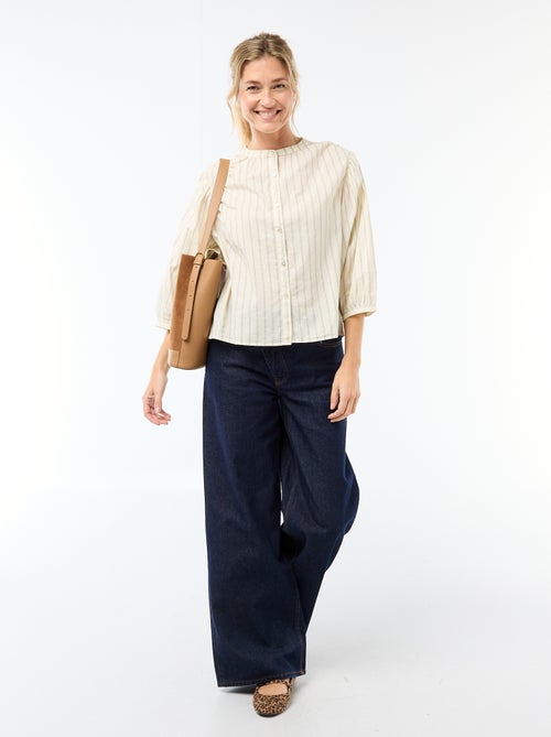 Blouse met mao-kraag en 3/4 mouwen - Kiabi Blouse met mao-kraag en 3/4 mouwen - Kiabi