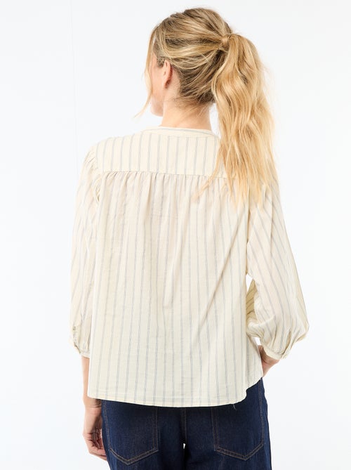 Blouse met mao-kraag en 3/4 mouwen - Kiabi Blouse met mao-kraag en 3/4 mouwen - Kiabi