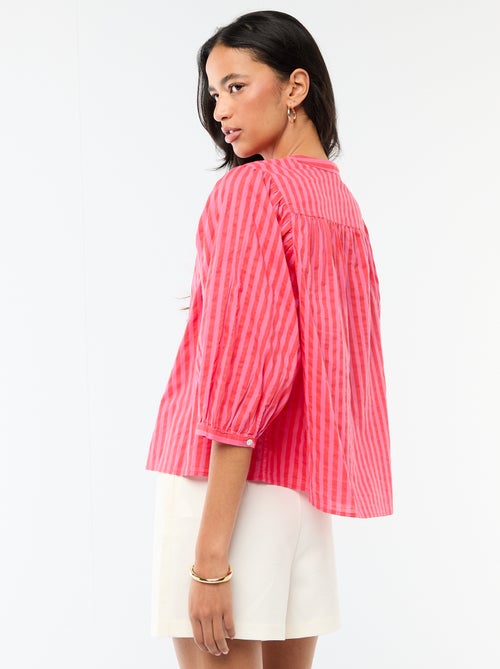 Blouse met mao-kraag en 3/4 mouwen - Kiabi