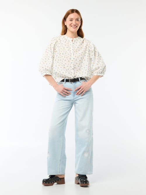 Blouse met mao-kraag en 3/4 mouwen - Kiabi Blouse met mao-kraag en 3/4 mouwen - Kiabi