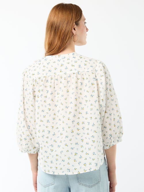 Blouse met mao-kraag en 3/4 mouwen - Kiabi Blouse met mao-kraag en 3/4 mouwen - Kiabi