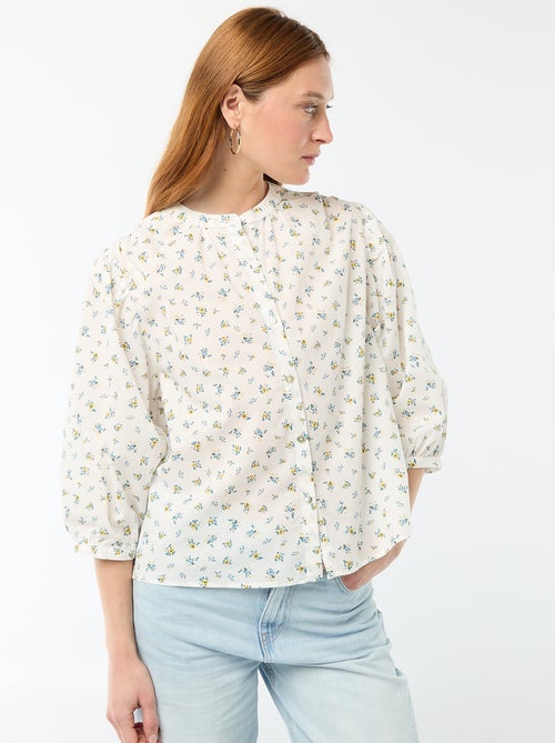 Blouse met mao-kraag en 3/4 mouwen - Kiabi Blouse met mao-kraag en 3/4 mouwen - Kiabi