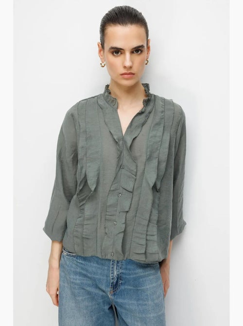 Blouse met mao-kraag en ruches mixray - Kiabi