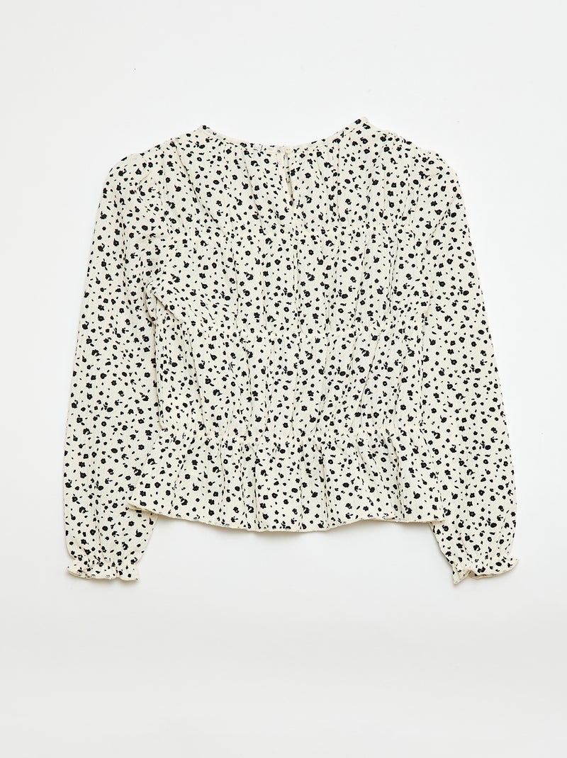 Blouse met motief van crêpebreisel Wit - Kiabi