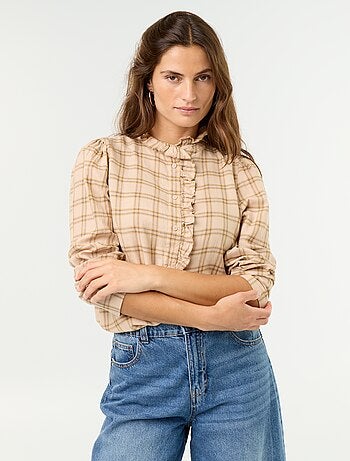 Blouse met opstaande kraag en ruches