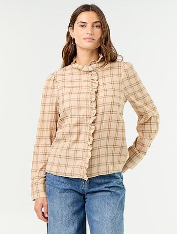 Blouse met opstaande kraag en ruches