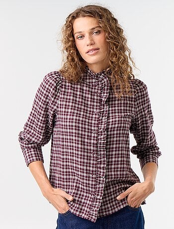 Blouse met opstaande kraag en ruches