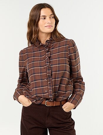 Blouse met opstaande kraag en ruches