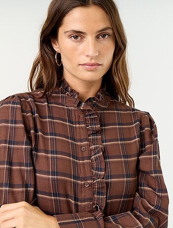 Blouse met opstaande kraag en ruches