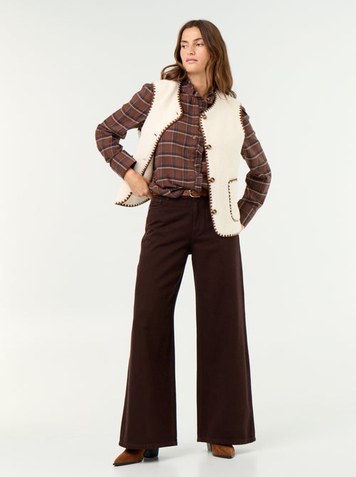 Blouse met opstaande kraag en ruches - Kiabi