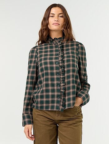 Blouse met opstaande kraag en ruches