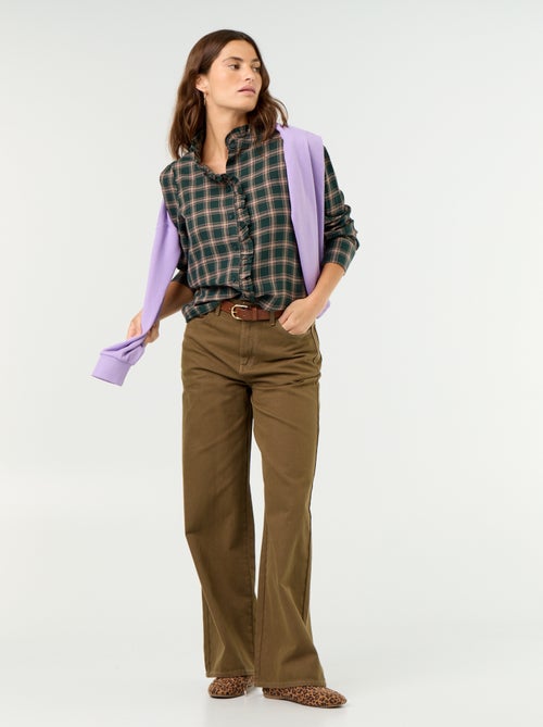 Blouse met opstaande kraag en ruches - Kiabi