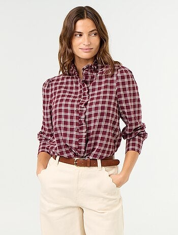 Blouse met opstaande kraag en ruches