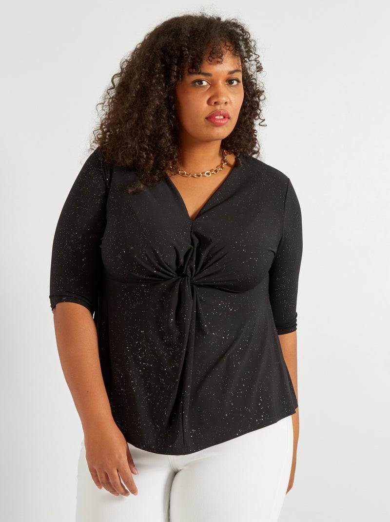Blouse met pailletten zwart - Kiabi