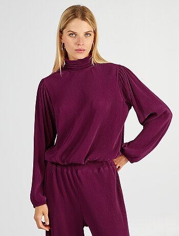 Blouse met plooien en opstaande kraag - Kiabi