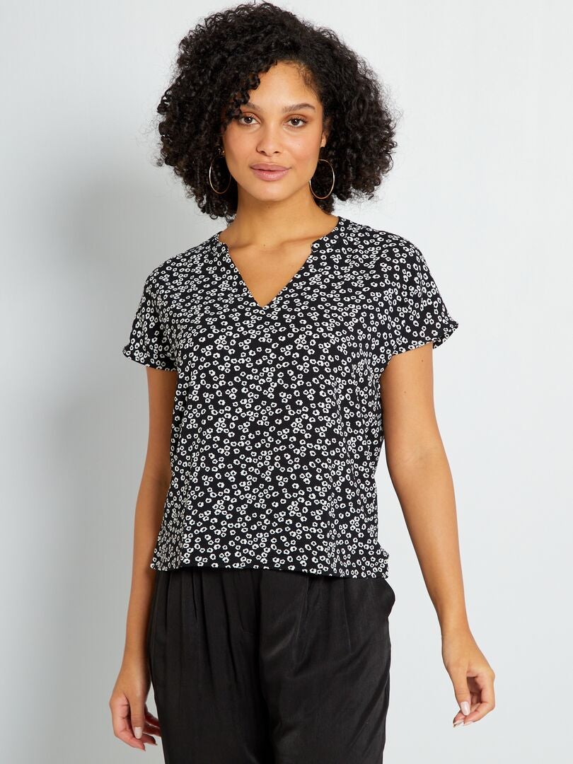 Blouse met print 'JDY' ZWART/WIT - Kiabi
