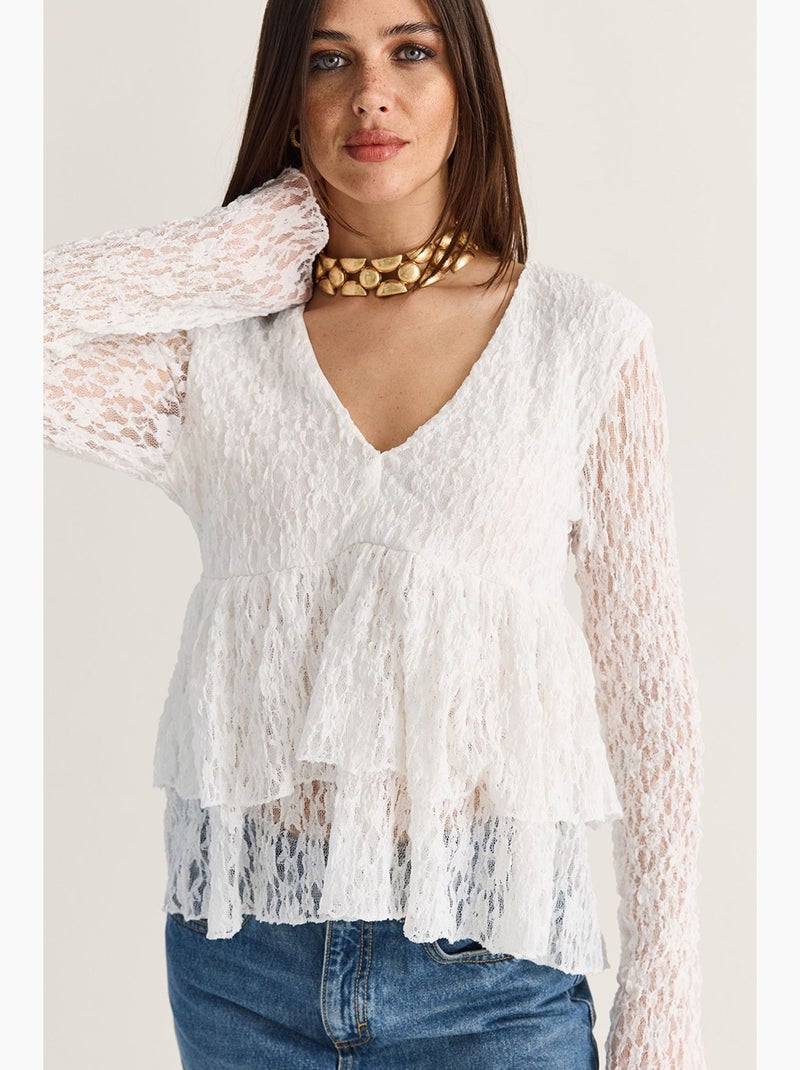 Blouse met rechte pasvorm lucci Wit - Kiabi