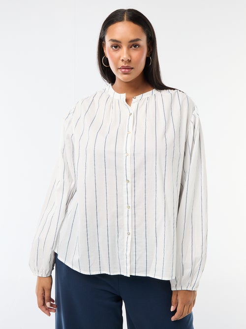 Blouse met ronde hals en lange mouwen - Kiabi