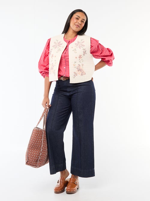 Blouse met ronde hals en lange mouwen - Kiabi