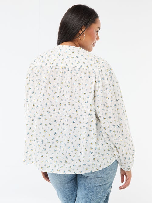 Blouse met ronde hals en lange mouwen - Kiabi
