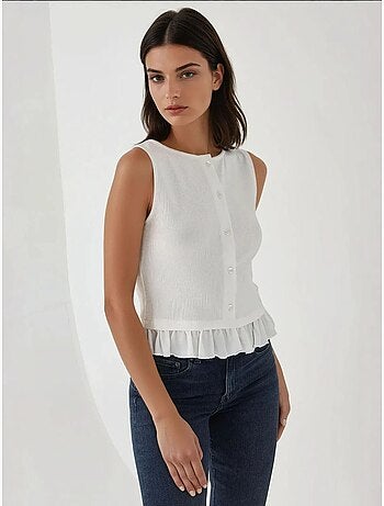 Blouse met ronde hals en ruches