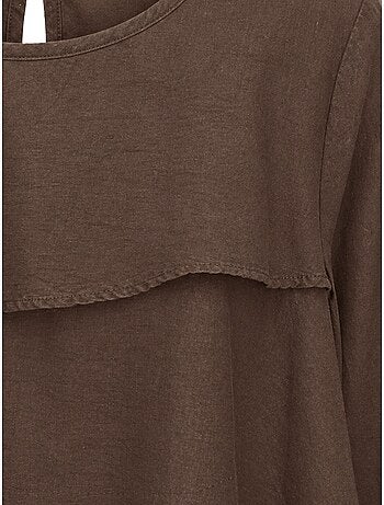 Blouse met ronde hals, lange mouwen en ruches mixray