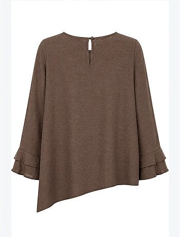 Blouse met ronde hals, lange mouwen en ruches mixray