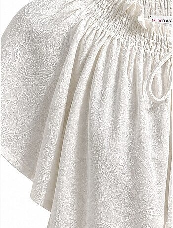 Blouse met ronde hals, paisleyprint en strikdetail mixray