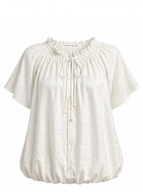 Blouse met ronde hals, paisleyprint en strikdetail mixray - Kiabi