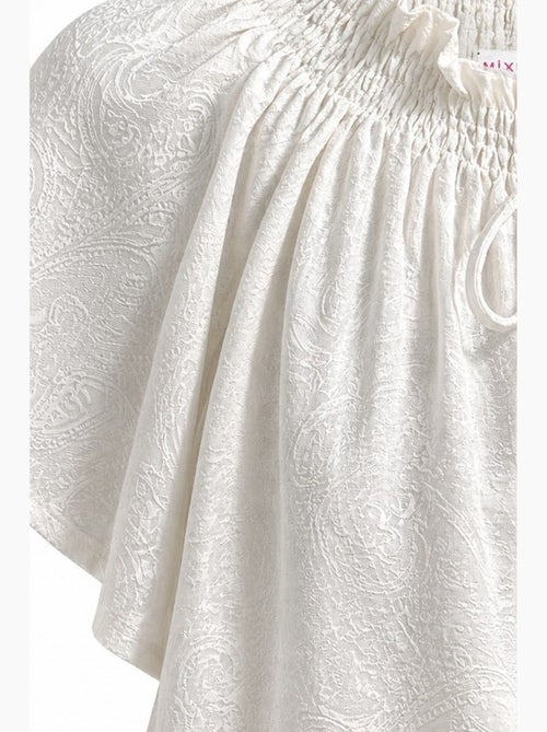 Blouse met ronde hals, paisleyprint en strikdetail mixray - Kiabi