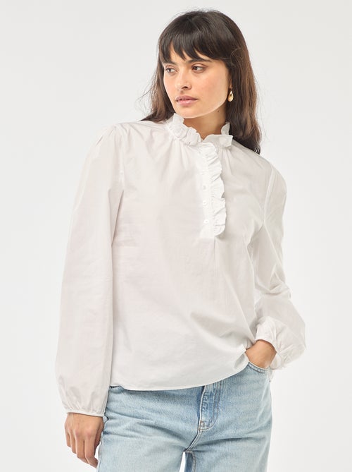 Blouse met ruches aan de kraag en de sluiting - Kiabi